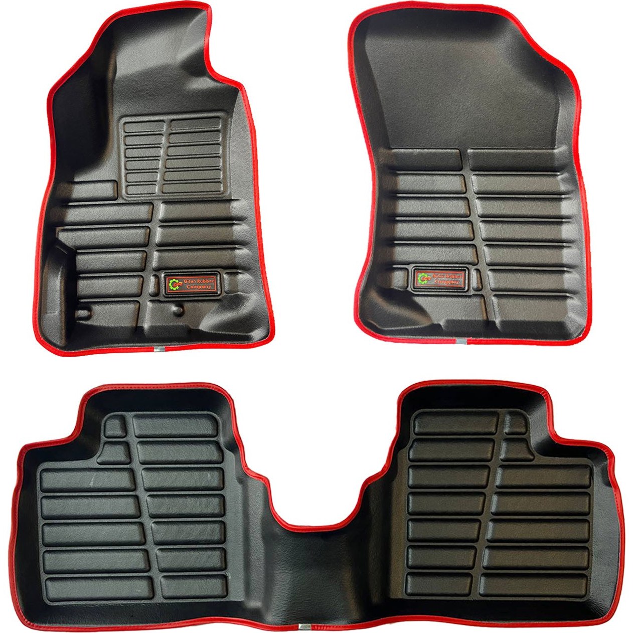 کفپوش تارا مشکی دور دوز قرمز سه بعدی چرمی